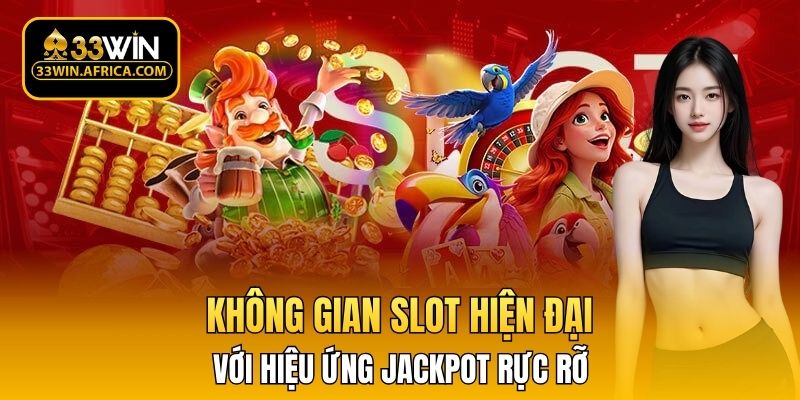 Không gian slot hiện đại với hiệu ứng jackpot rực rỡ